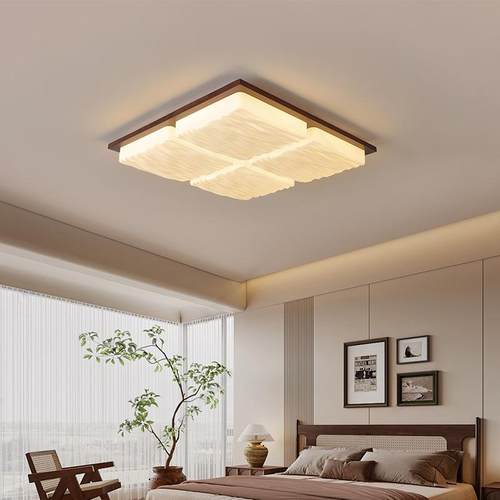 中古风客厅吸顶灯大厅主灯奶油复古胡桃木简约大气高级感卧室灯具 - 图1