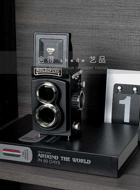 现代极简样板房书房书柜桌客厅酒柜餐边柜收纳柜软装饰品陈列摆件