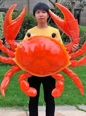 户外彷真发光卡通小龙虾玻璃纤维雕塑饭厅海鲜大排档迎宾落地大摆