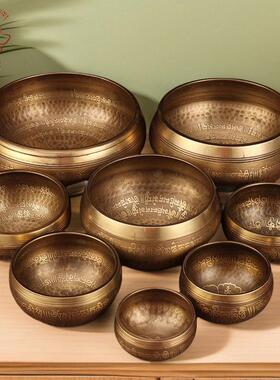 手工佛音碗尼泊尔响铜钵盂瑜伽冥想颂钵静心佛音钵铜罄法梵音钵