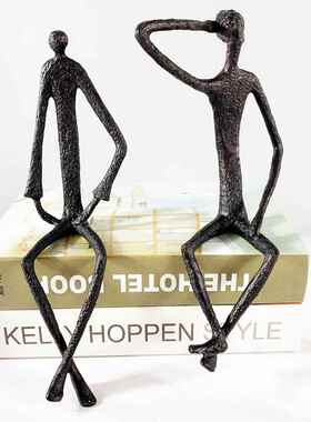 北欧抽象人物雕塑坐姿人摆件样板房售楼部客厅玄关创意家居工艺品