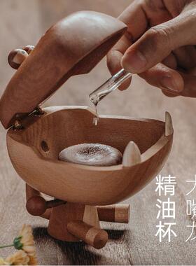 原上城生气的大嘴龙木质薰香炉卧室沉香首饰盒原创创意扩香器摆件