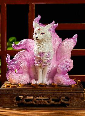 九尾狐摆件灵狐招财小狐狸仙狐佛堂神像家里摆设卧室桌面装饰礼物