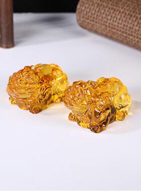 水晶貔貅招财装饰品公室家居桌面开业风水琉璃工艺摆件厂家