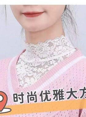 【天猫甄选】2026新款内搭蕾丝花边镂空立领打底衫大码百搭韩版衣