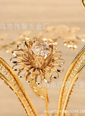 欧式复古镀金装饰果盘干 婚庆宴会玻璃双层果盘摆件 厂家供应
