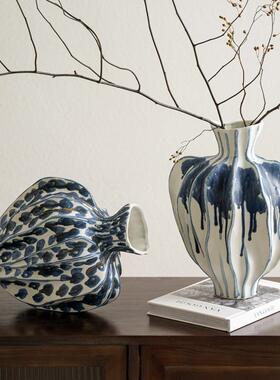 YB-hy507艺鎏贝子高级感手工陶客瓷花瓶中古风墨艺术房花器民宿酒