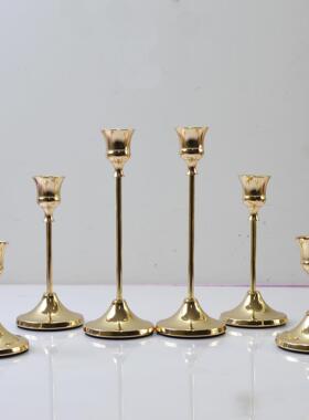 北欧金属酒杯烛台电镀黄铜色工艺品摆件婚庆装饰ins摄影道具铁艺