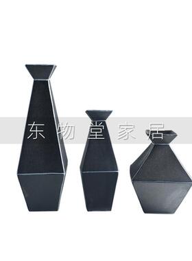 现代简约创意几何菱形树脂花瓶样板间售楼处客厅家居装饰花器摆件