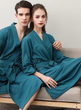 Bathrobe Women's Thin Waffle Couple Nightgown Men's and Wom