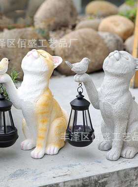跨境可爱小猫提吊灯摆件户外花园庭院店面创意场景装饰动物工艺品