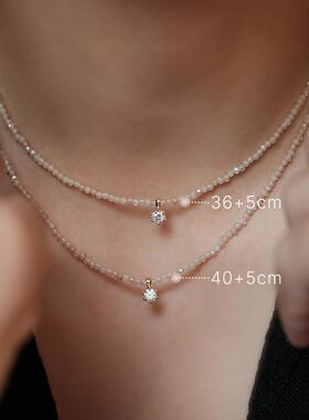 sanswood森吾《歌剧魅影》轻奢精致香槟水晶锆石莫桑石串珠项链女