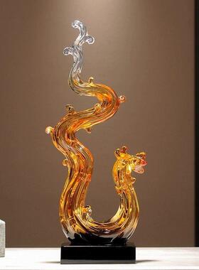 风生水起水晶龙摆件简约现代抽象艺术客厅电视柜酒柜装饰品感