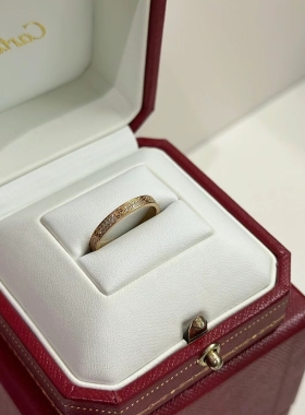 公价4.21w】99新卡地亚18k玫瑰满天星窄版戒指2.5mm正品二手