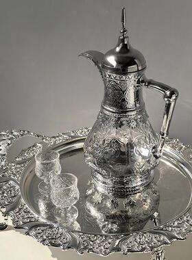 态生活 ins轻奢风合金玻璃酒壶客厅茶几覆古高级感茶壶冷水壶摆设