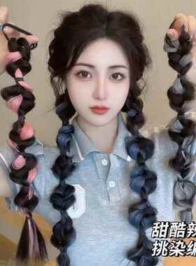 挑染泡泡假发辫2025新款音乐节绑带发辫自然带式灯笼拳击辫马尾