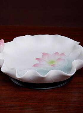 七珍 陶瓷莲花果盘供果盘供盘贡盘上贡家用观音佛前供奉佛具用品
