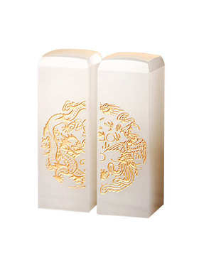 礼品摆件玉石章印章对雕刻婚庆玉石印章商务玉器供应雕刻创意情侣