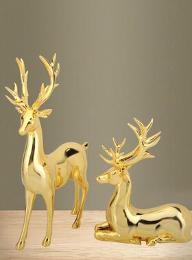 欧式树脂YSM5598工艺鹿品摆件美风格饰欧电镀站姿鹿卧姿家家居摆