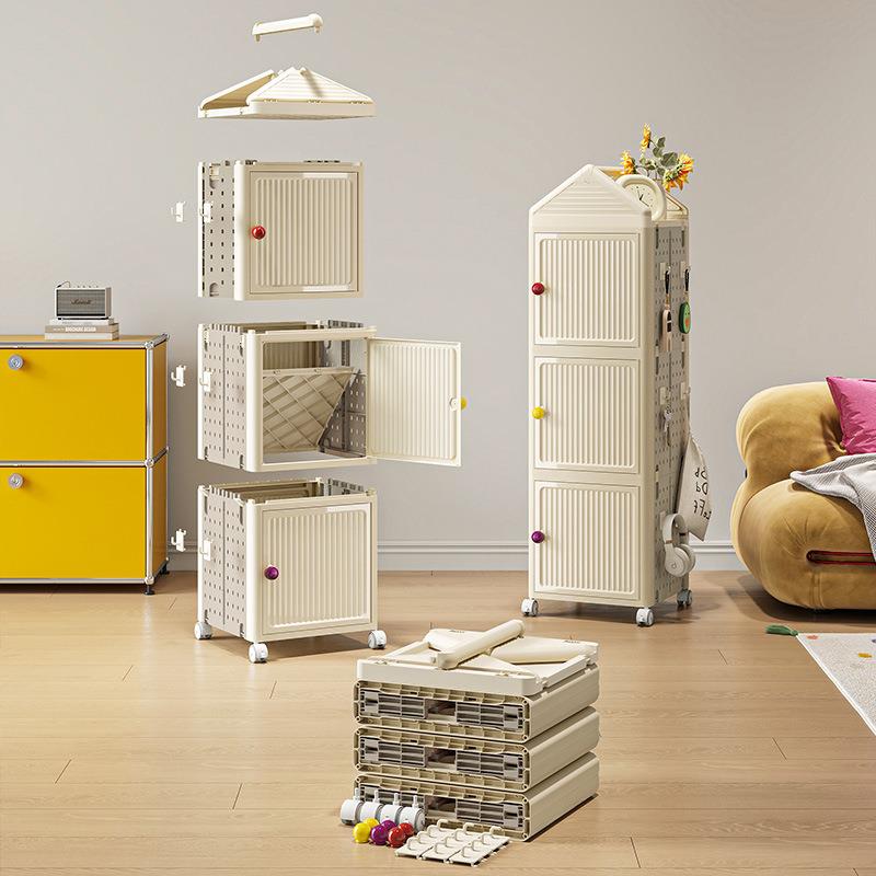 Household gap storage rack cream style gap storage cabinet student study floor hole board rotating bookshelf