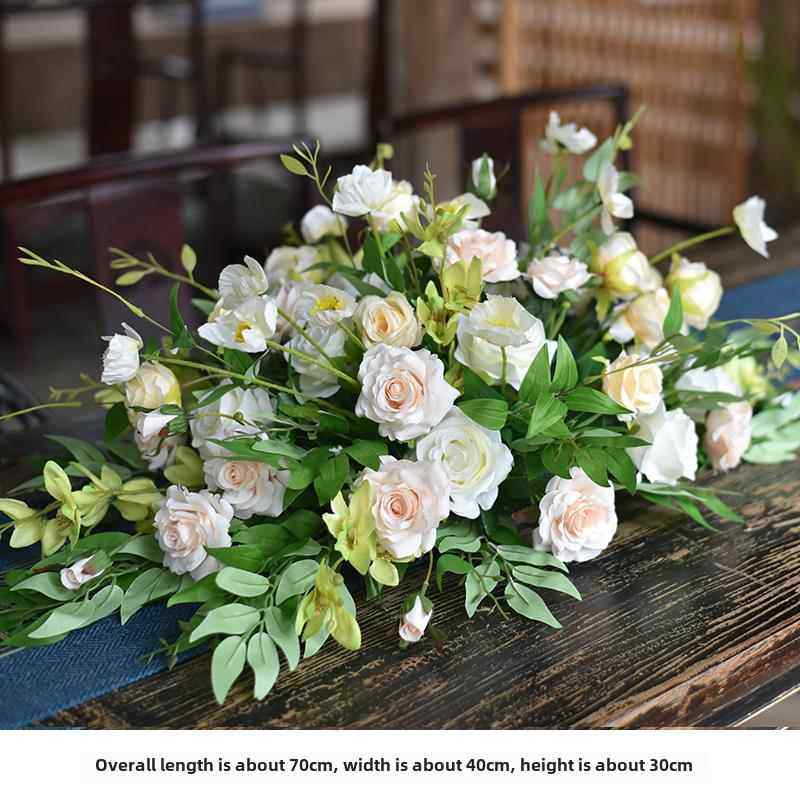 高端会议桌花彷真花长桌摆花办公室商务用花酒店餐厅装饰绢花花艺,淘宝优惠券,粉丝福利购,淘宝优惠卷