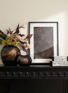 玄关梳妆台斗柜桌面软装氛围布置木质收纳盒装饰盒木纹首饰盒摆件