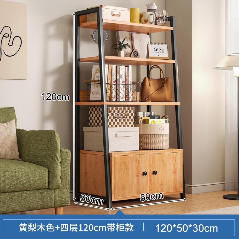 梯形置物架落地货架展示柜化妆品收纳架子储物架多层柜子带柜门 - 图0