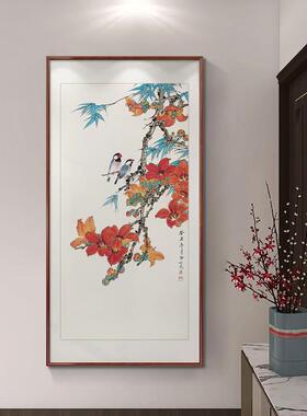 定做紫气东来玄国关房装画饰新挂中式客厅书画茶室画萄壁葡画竖版