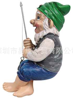 现货新品跨境工厂现货 树脂小矮人垂钓钓鱼侏儒花园草坪雕像装饰