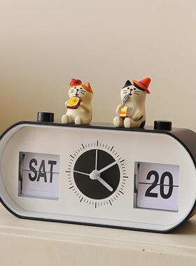 翻页日历电子时钟桌面摆件家居好物玄关房间改造装饰品高级感小众