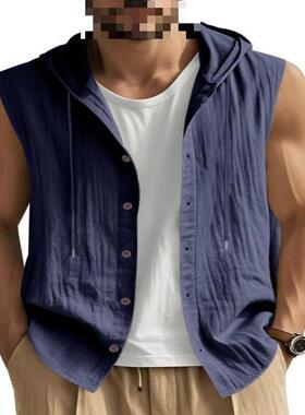 V 13930 Men's Hooded Sleeves Shirt 士连帽无袖衬衫