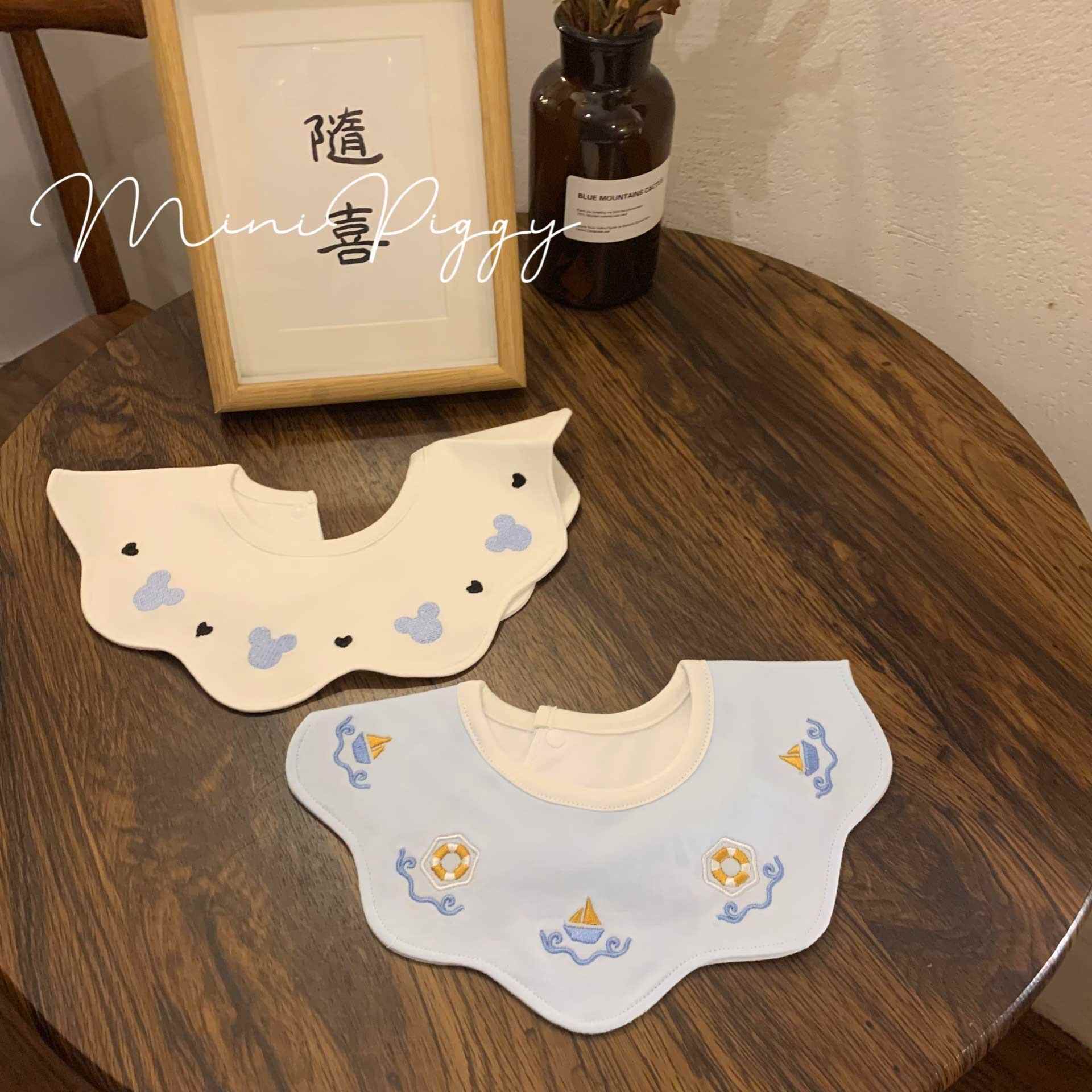 Slobber baby Korean style pure cotton children's waterproof bib newborn baby boy removable bib autumn and winter 0-2 years old