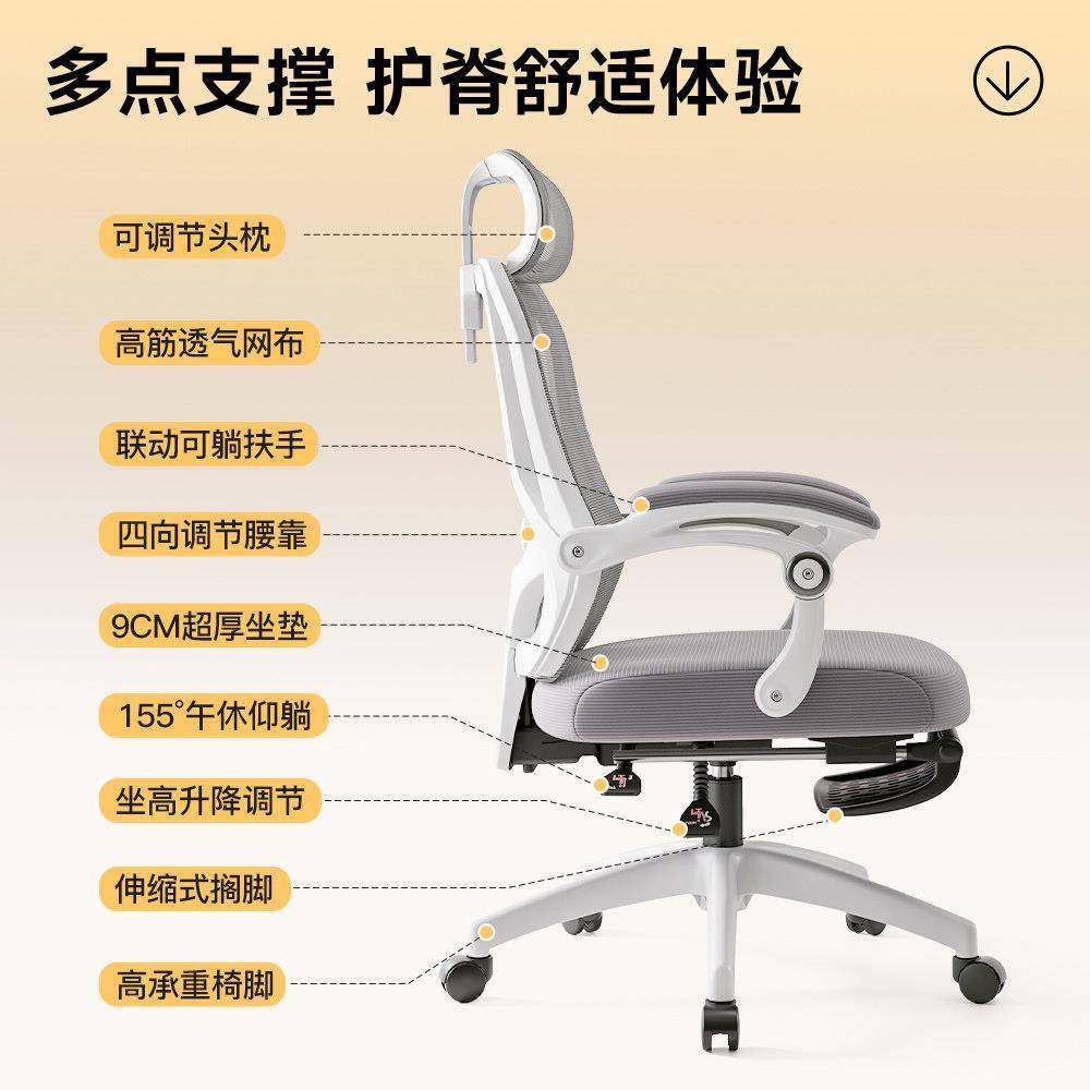 人体工学椅护腰电脑椅家用久坐舒适靠背宿舍学习电竞椅子办公座椅,淘宝优惠券,粉丝福利购,淘宝优惠卷