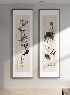 2020新中廊式竹道子水墨画入户玄关装饰茶室走过壁画版画竖禅意挂