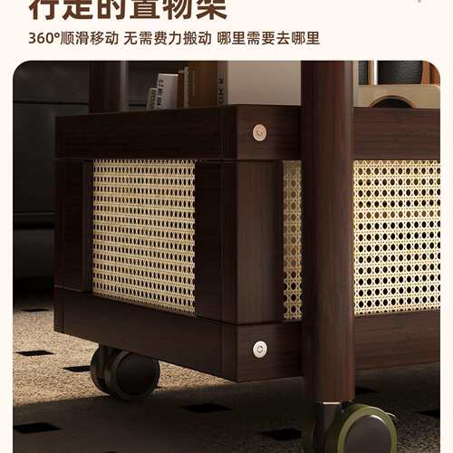 沙发边几可移动茶几小推车客厅2025新款卧室床边桌中古桌子置物架 - 图3