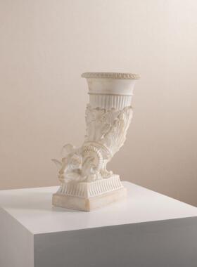 代法式中古仿玉石羊角花器花现摆件A3111样房瓶别板墅艺术乔迁礼