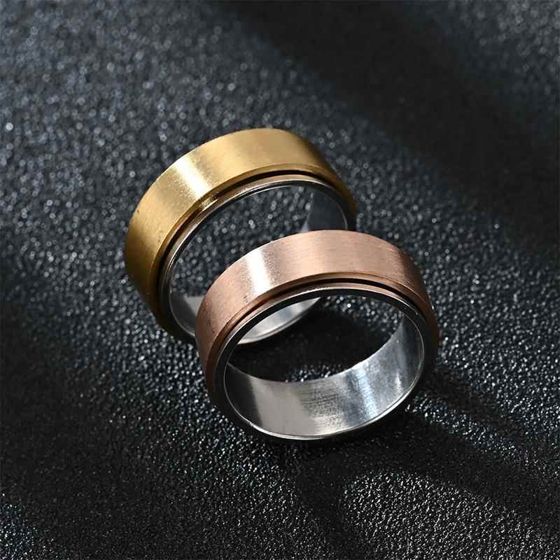 European and American diamond jewelry Amazon cross-border new product 8mm blank titanium steel rotating ring for anti-anxiety and stress reduction