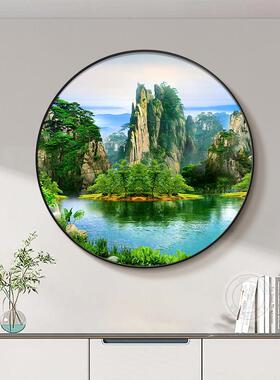 青山绿水挂画 画2025新款圆形装饰画 画客厅玄关饭厅壁画 画桂林
