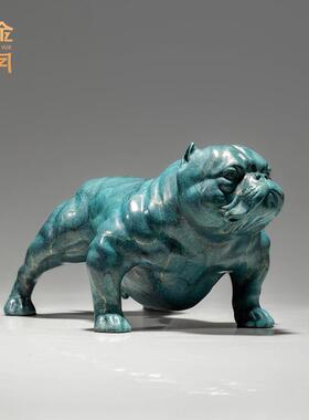 铜金岁月恶霸犬铜摆件家居客厅博古架电视柜狗狗彩铜器摆件工艺品