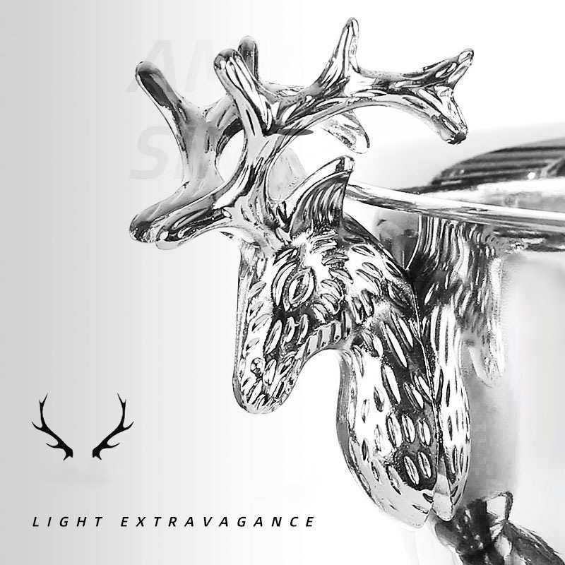 创意不锈钢鹿头冰桶 大号香槟盘欧式复古红酒洋酒冰酒盆冰桶13.5L,淘宝优惠券,粉丝福利购,淘宝优惠卷