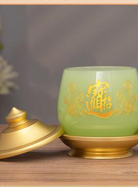 琉璃供水杯供佛水杯家用供奉佛杯招财圣水杯财神爷佛前供水的杯子