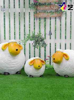 户外卡通草皮羊雕塑园林景观植草动物装饰售楼部草坪美陈大型摆件