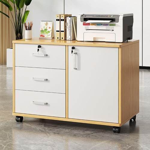 文件柜办公桌边柜侧柜带轮桌下储物柜矮柜小柜子移动收纳柜抽屉柜 - 图1