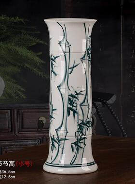 正品养富贵竹花瓶件景德镇陶瓷手绘青花水瓷中式客插花落地厅特摆