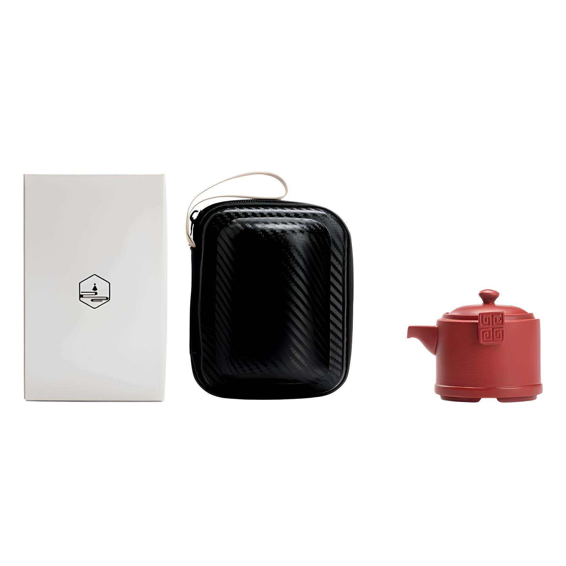 Black pottery portable national trend travel tea set personal special carry-on bag quick cup set outdoor teapot tea cup