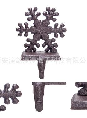 铸铁圣诞袜勾复古创意节日礼品鹿雪人工艺品装饰挂钩 跨境仿古