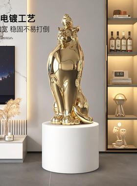 动物大型落地摆件入户玄关轻奢雕塑装饰客厅电视柜旁楼梯开业乔迁