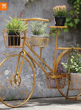 户外欧式铁艺自行车花架子阳台创意庭院落地店铺橱窗装饰家居摆件