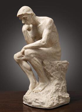 北欧砂岩思考者创意摆件 家居书房客厅简约现代装饰品办公室摆设