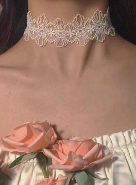 「少女的丝带」白色蕾丝系带项圈捆绑配饰蕾丝黑色眼罩纯欲道具